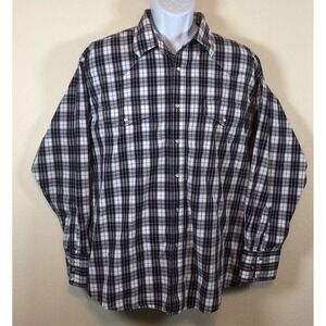 Wrangler Mens Shirt 3X Western Burgundy Pearl Snap Plaid Long Sleeve Cowboy Rode